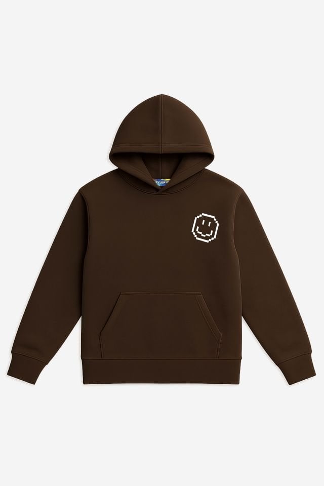 RADIATE Nakışlı Unisex Oversize Koyu Kahve Hoodie XL