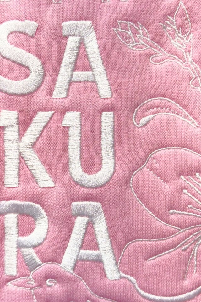 SAKURA Nakışlı Unisex Oversize Pembe Hoodie XL