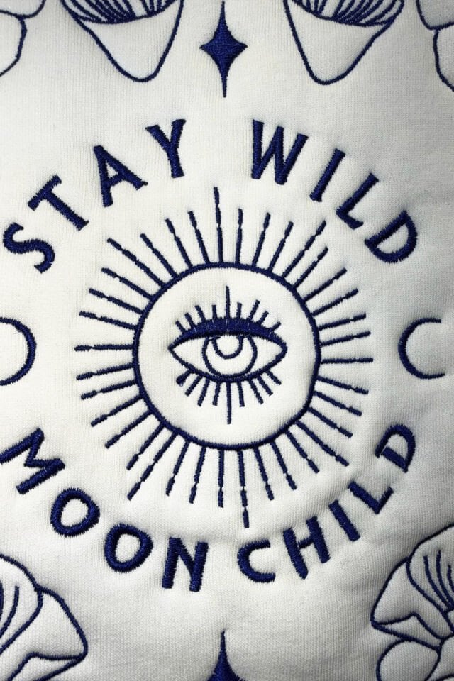 STAY WILD Nakışlı Unisex Oversize Ekru Hoodie XL