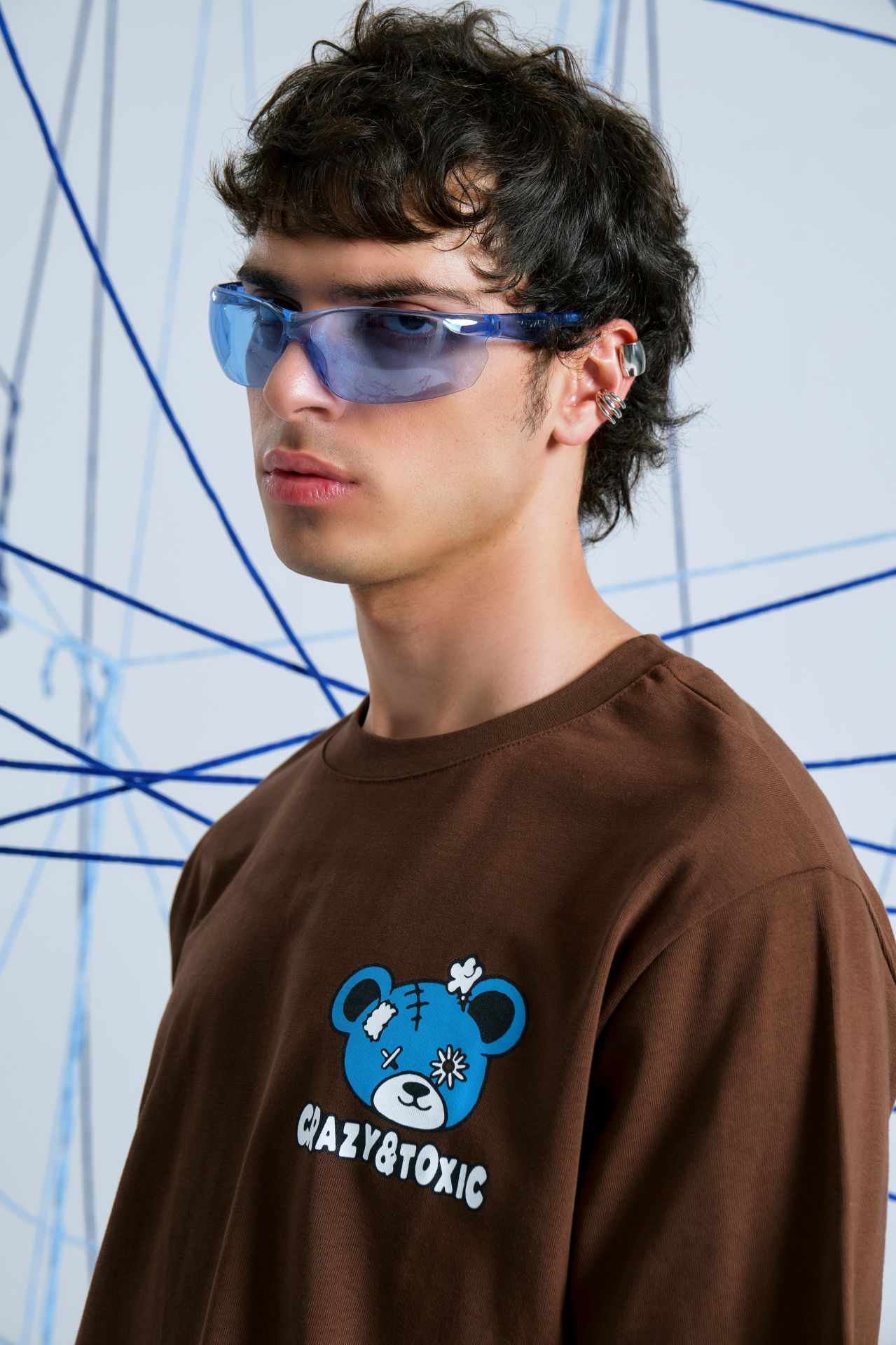 CRAZY TOXIC Baskılı Oversize Unisex Koyu Kahve Tshirt XL