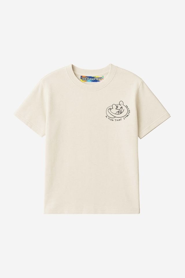 LOVE STORY Baskılı Oversize Unisex Ekru Tshirt XL