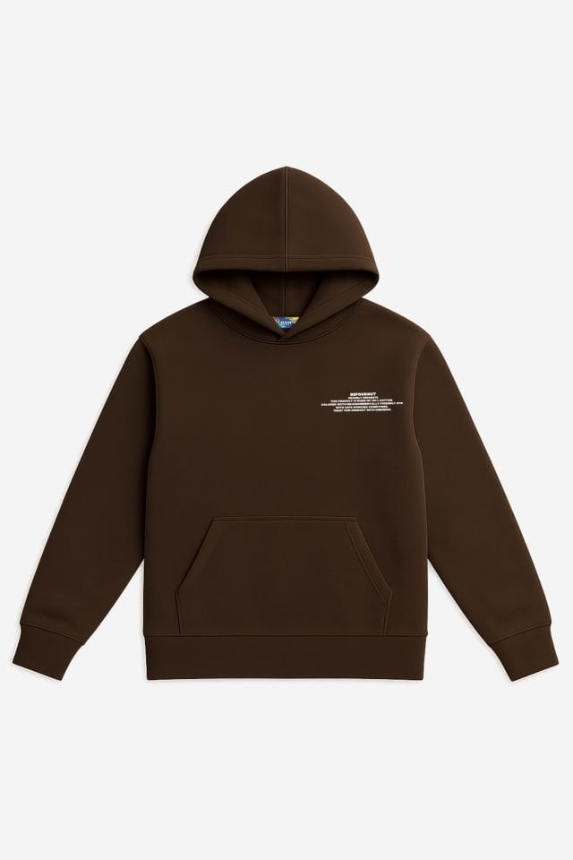BeFourOut Print Logolu Oversize Unisex Koyu Kahve Hoodie XL