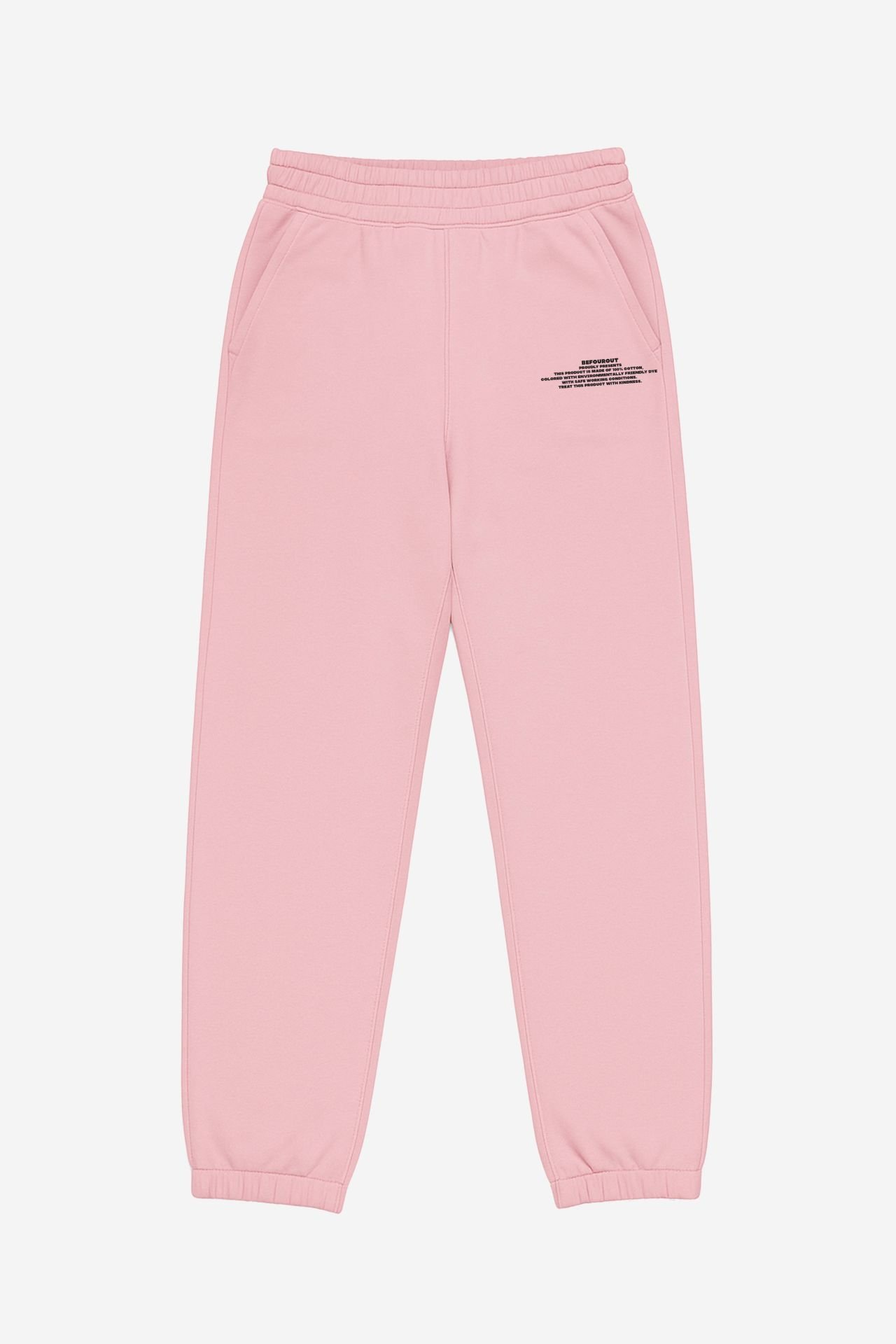 BeFourOut Print Logolu Lastikli Pembe Eşofman Altı XL