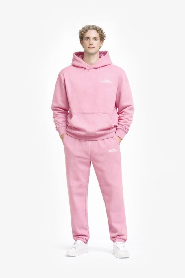 BeFourOut Print Logolu Oversize Unisex Pembe Hoodie XL