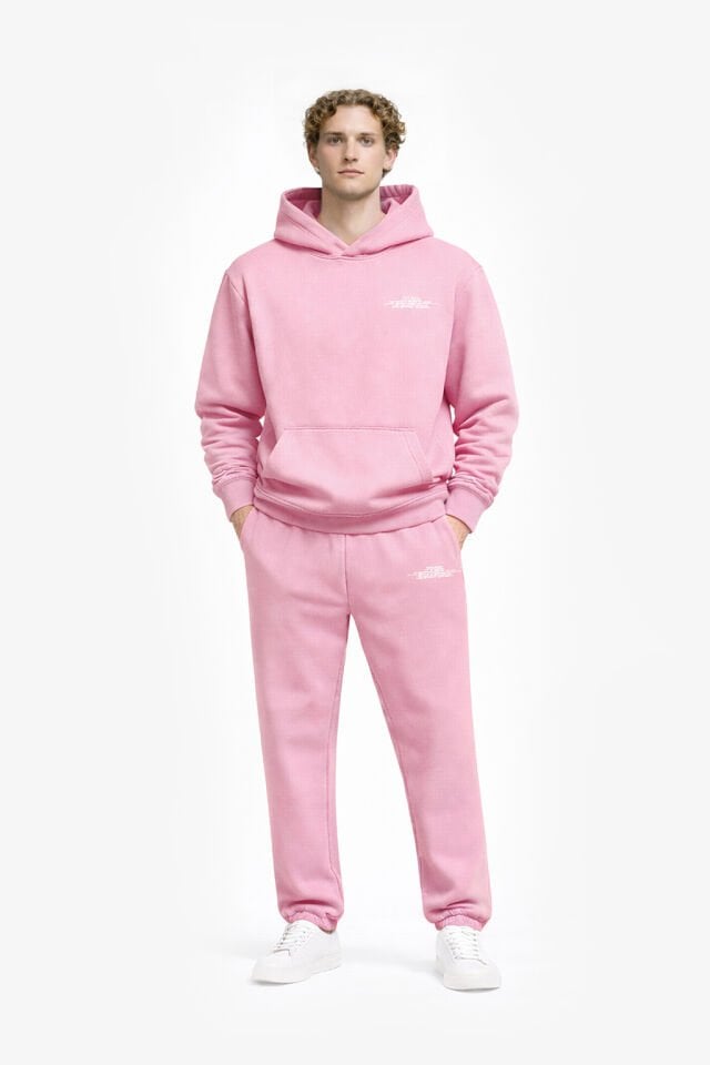 BeFourOut Print Logolu Oversize Unisex Pembe Hoodie XL