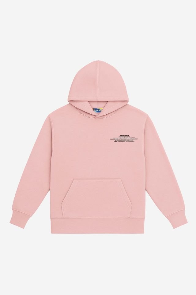 BeFourOut Print Logolu Oversize Unisex Pembe Hoodie XL