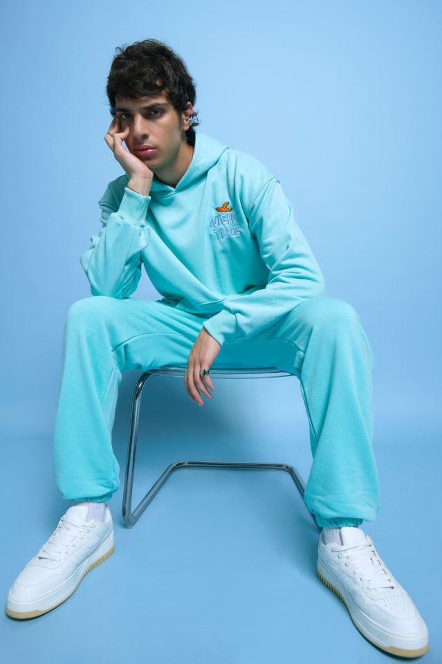 NIGHT THE GAME  Nakışlı Unisex Oversize Mint Yeşili Hoodie XS