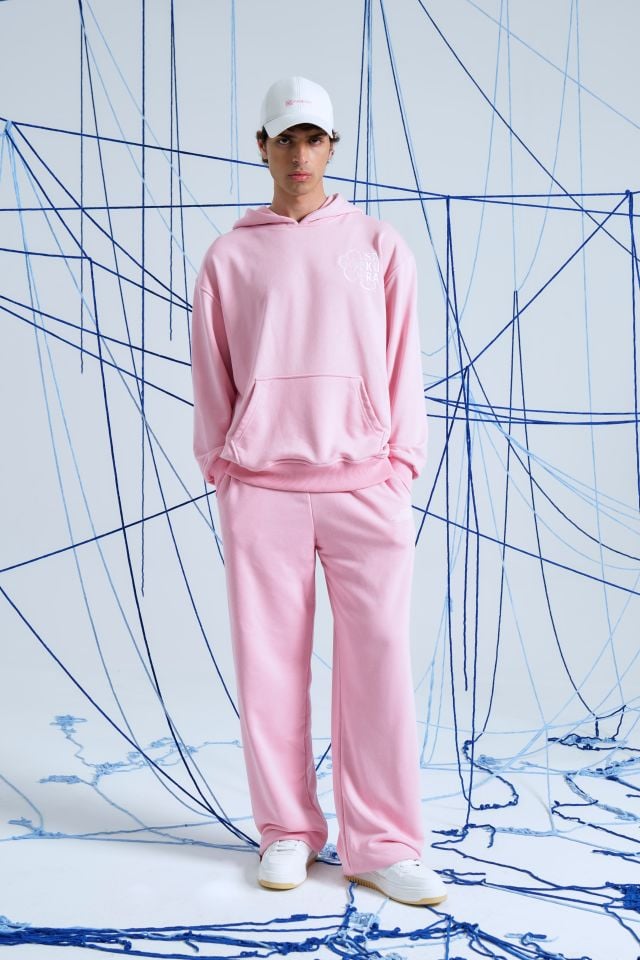 BeFourOut Print Logolu Bol Paça Pembe Eşofman Altı XL