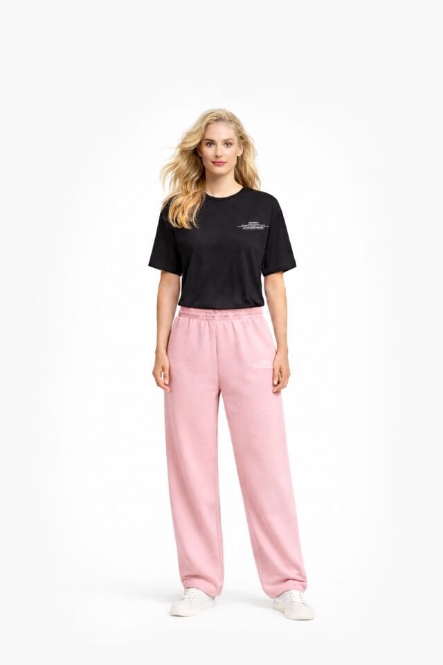 BeFourOut Print Logolu Bol Paça Pembe Eşofman Altı XL