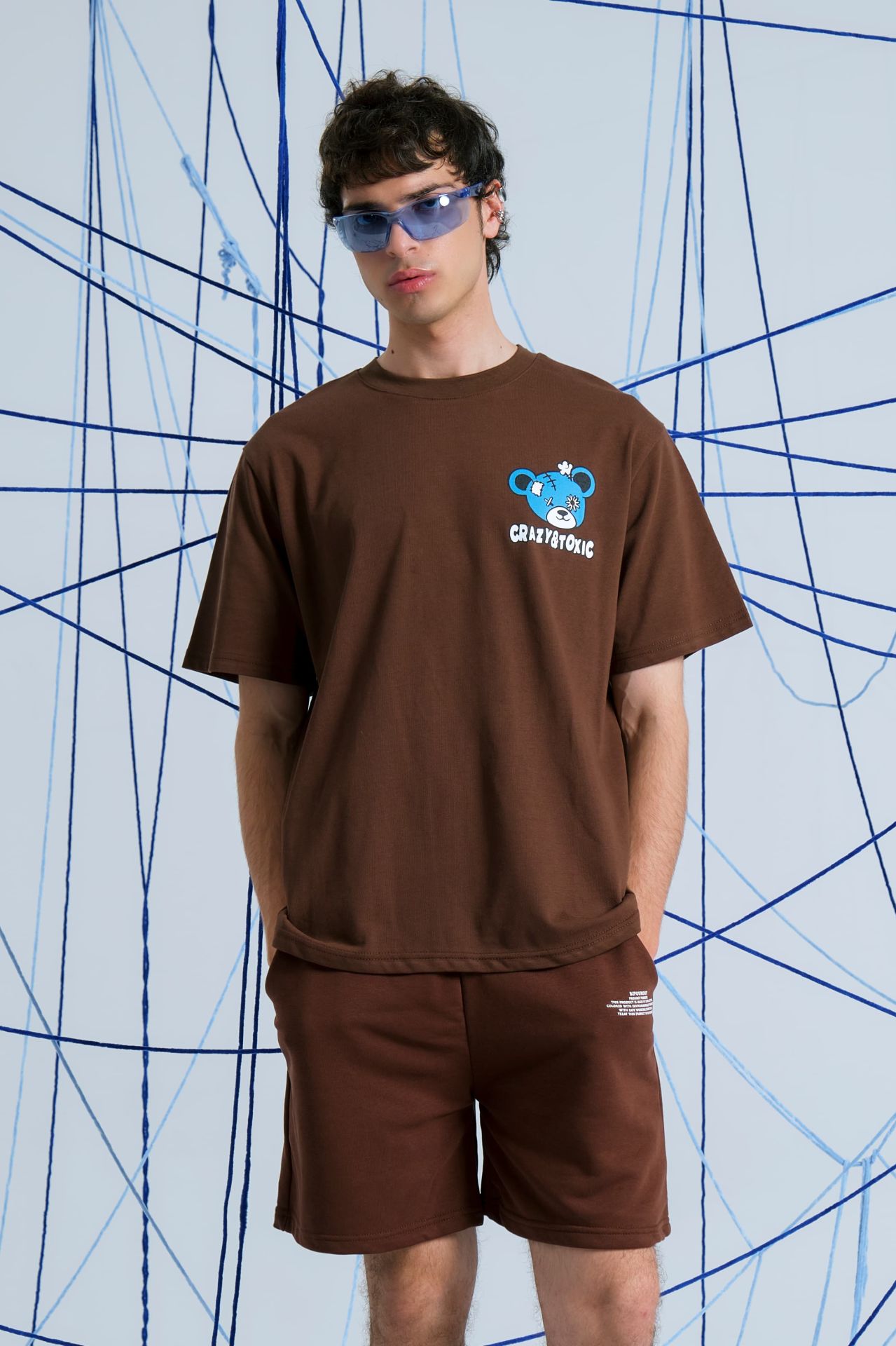 BeFourOut Print Logolu Unisex Koyu Kahve Şort XL