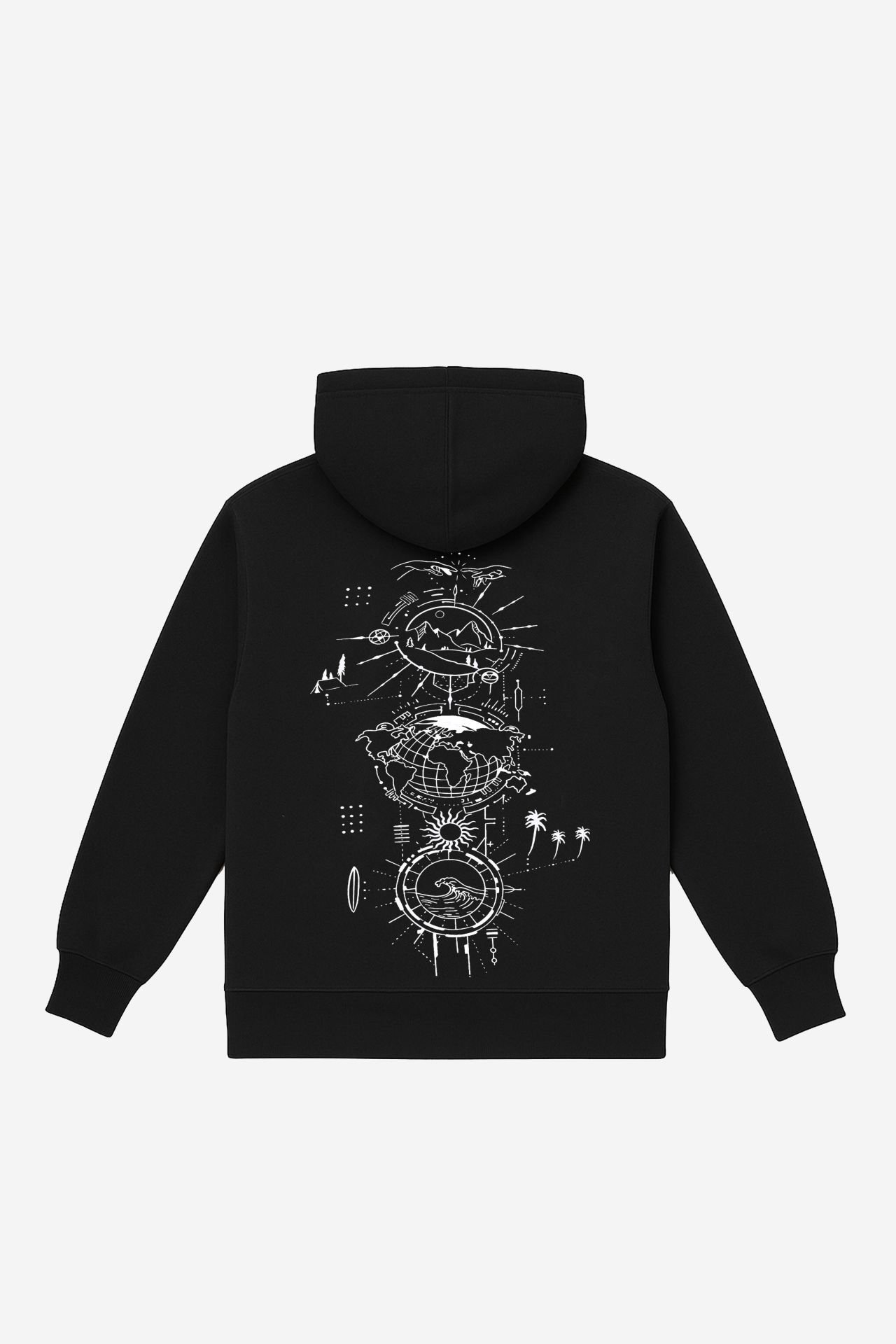 WORLD Nakışlı Unisex Oversize Siyah Hoodie S