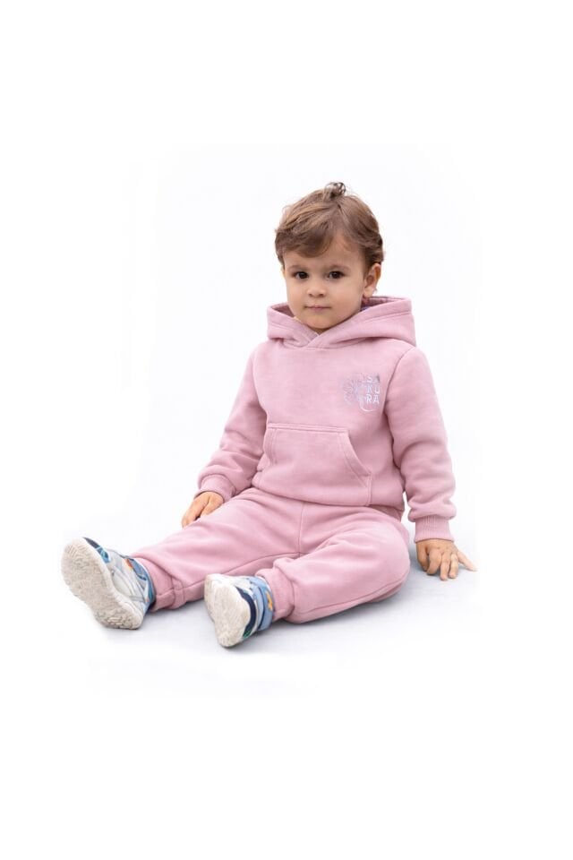 SAKURA Nakış Desenli Çocuk Pembe Hoodie 11-12 YAŞ