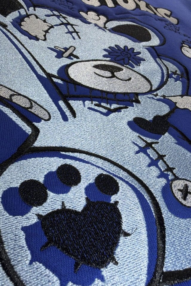 CRAZY TOXIC Nakış Desenli Çocuk Saks Hoodie 9-10 YAŞ